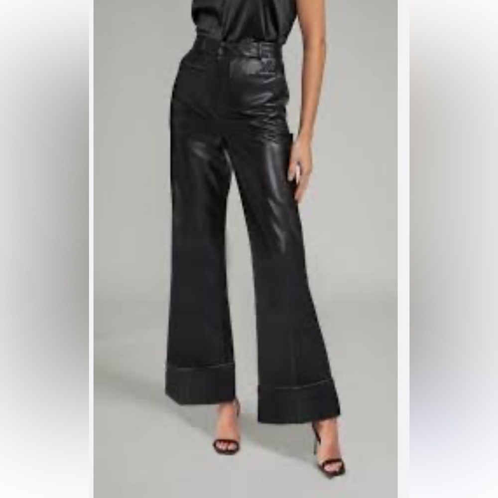 Generation Love Black Wide-Leg Faux Leather Pants NEW